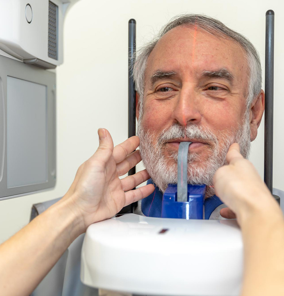 Patient getting a dental CT scan